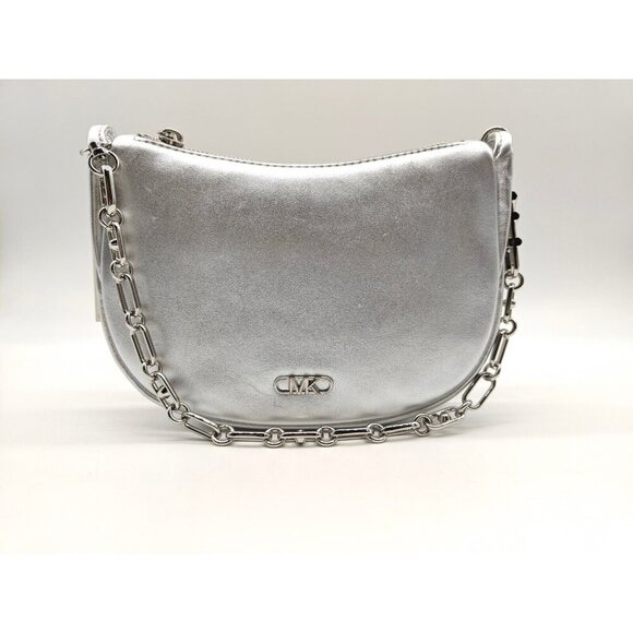 MICHAEL KORS Kendall leather chain link pouchette bracelet small bag - Silver - Picture 6 of 8